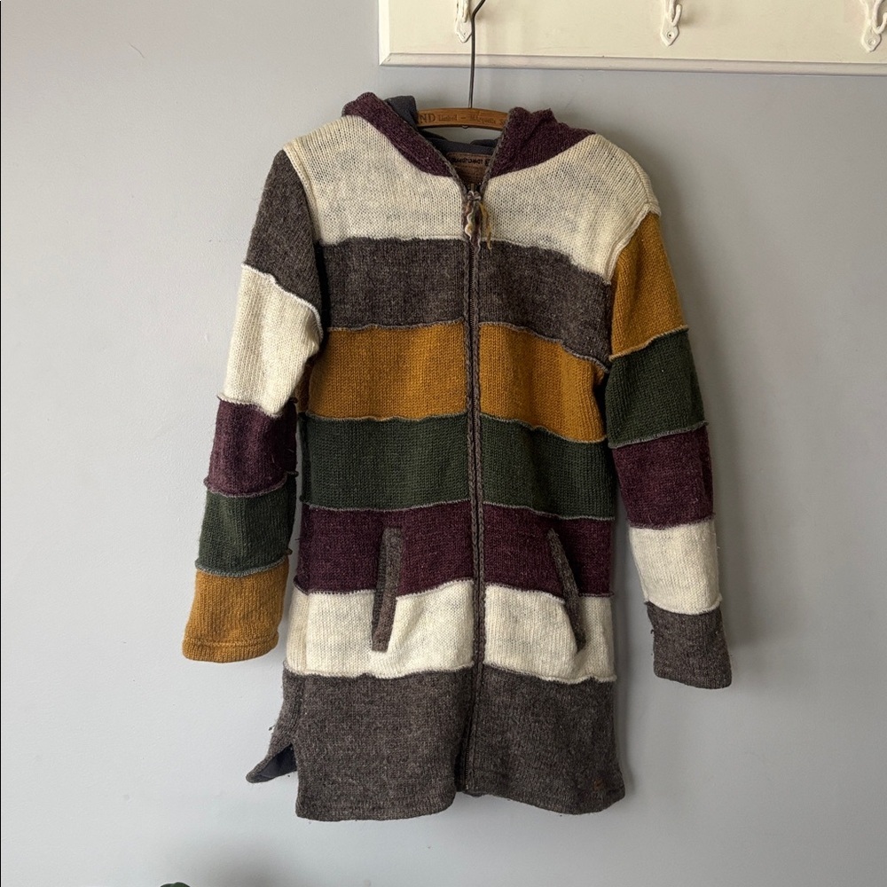 Laundromat Cozy Brown Wool Fleece Lined Jacket Sweater Coat Women's Size L